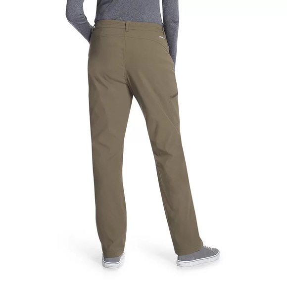 NWT Eddie Bauer Women’s Fleece Lined Rainier Pants 10 UPF 50 green hiking cargo - Picture 2 of 4